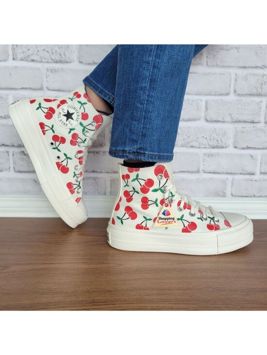 Converse Chuck Taylor AS Platform Cherries Shoe, A08096C  ⭐Converse Ctas Lift Platform Cherries Sz 6 Women Shoes Egret Red Sneaker A08096C